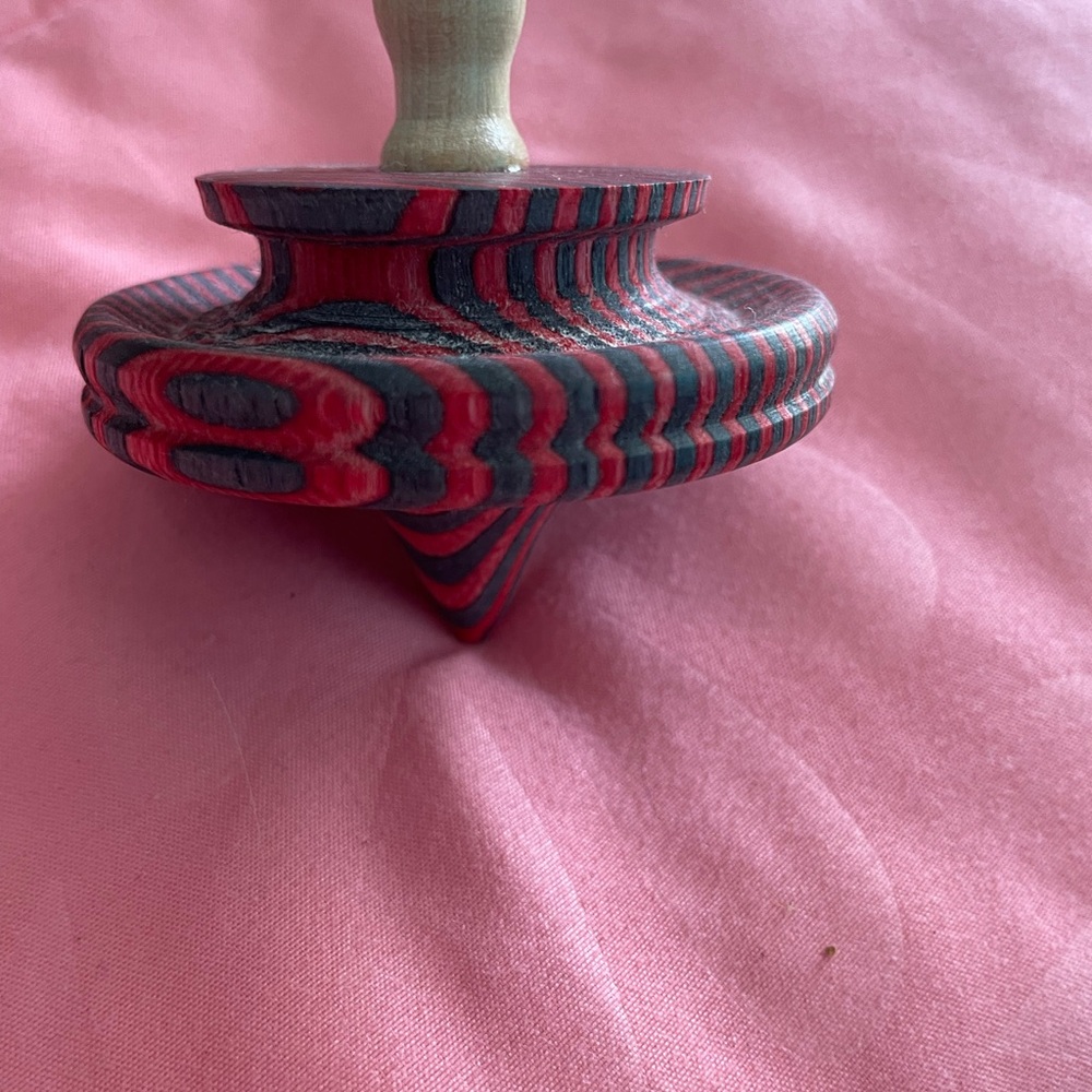 Red and Black Wooden Spinning Top